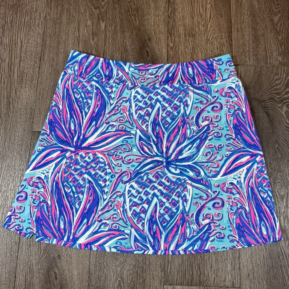 Lulu B Skort Womens Small Tropical Pineapple Print Blue Pink Golf Tennis Stretch - Picture 9 of 11